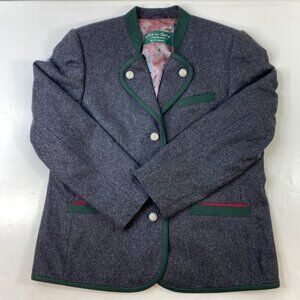 Vtg H Moser Womens Austrian Gray Wool Blazer Jacket Mode Aus Salzburg Size 38